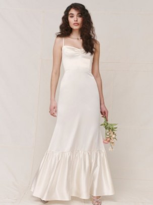 REFORMATION Venetia Dress ~ ivory vintage style wedding dresses ~ elegant spaghetti strap bridal gown - flipped