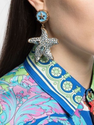 Versace crystal-embellished starfish earrings / sea inspired statement jewellery - flipped