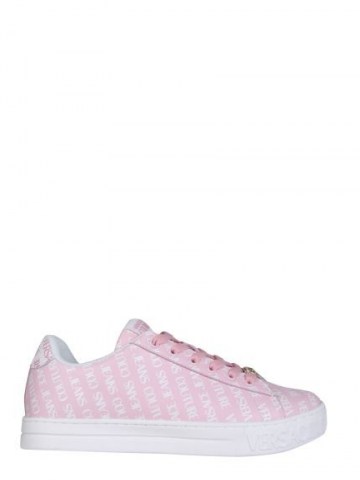 VERSACE JEANS COUTURE SNEAKER IN NAPPA CON MOTIVO LOGO ~ pink low top trainers