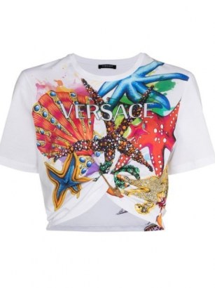Versace Trésor de la Mer print cropped T-shirt / ocean inspired prints