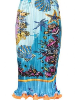 Versace Trésor de La Mer print pleated skirt | lettuce hem skirts