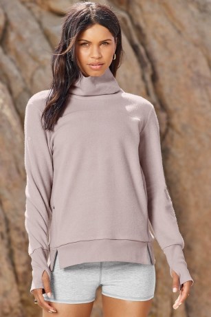 ALO YOGA WARMTH COVERUP Lavender Dusk ~ sports tops ~ lilac sportswear ~ cover up top - flipped