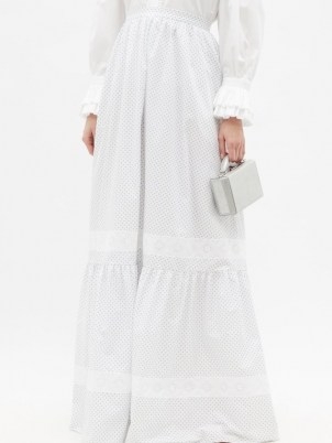 ERDEM Annis ditsy floral-print cotton-poplin maxi skirt – long romantic vintage style summer skirts - flipped
