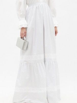 ERDEM Annis ditsy floral-print cotton-poplin maxi skirt – long romantic vintage style summer skirts