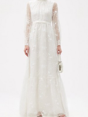 ERDEM Clementine floral-embroidered organza gown ~ feminine event wear – romantic bridal gowns - flipped