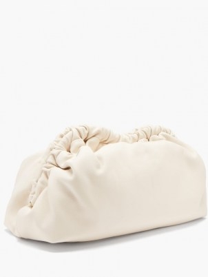 MANSUR GAVRIEL Cloud leather clutch | chic white gathered handbags - flipped