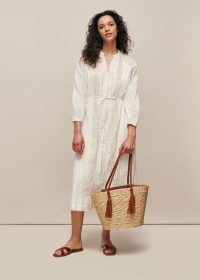 WHISTLES COTTON EMBROIDERED DRESS / classic white summer dresses