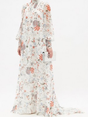 ERDEM Rosalind high-neck floral-print silk gown – romantic occasion gowns – event wear - flipped