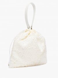 JUNYA WATANABE Sequinned tulle and satin handbag – white vintage style sequin embellished bag – wedding-day bridal accessories