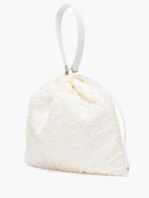 JUNYA WATANABE Sequinned tulle and satin handbag – white vintage style sequin embellished bag – wedding-day bridal accessories - flipped