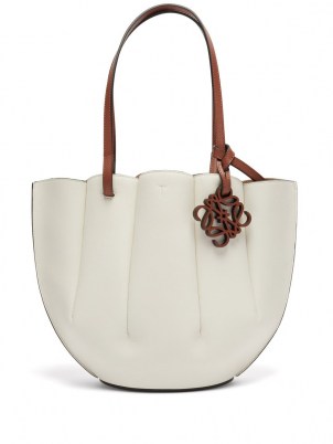 LOEWE Shell small white leather tote bag / ocean inspired bags / shells - flipped