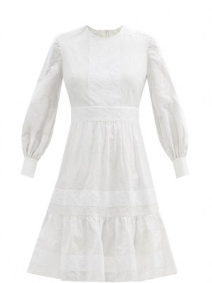 ERDEM Suzette floral-embroidered cotton-blend dress – white summer dresses - flipped