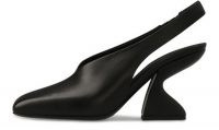 SALVATORE FERRAGAMO Sloane sandals – black leather sculptural heel slingbacks