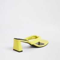 RIVER ISLAND Yellow block heel sandals / thonged square toe summer sandal