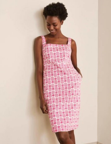 BODEN Yolande Shift Dress Party Pink, Pineapple Geo / fruit print dresses