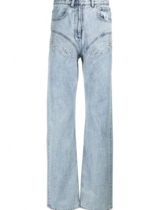 Y/Project crystal-embellished wide leg jeans / casual glamour / light blue denim - flipped