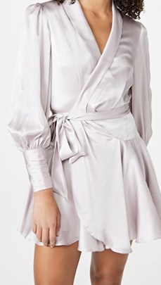 Zimmermann Silk Wrap Mini Dress ~ lavender tie waist dresses - flipped