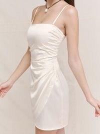 REFORMATION Adoria Dress ~ ivory satin spaghetti strap mini dresses