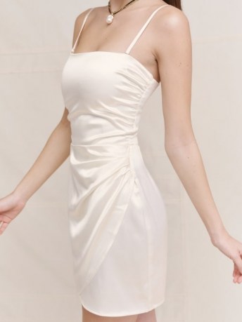 REFORMATION Adoria Dress ~ ivory satin spaghetti strap mini dresses