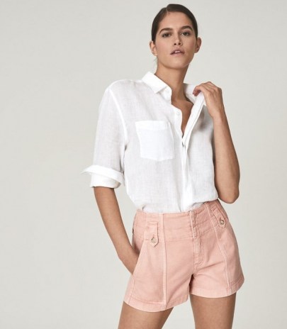 REISS ALANA COTTON CARGO SHORTS PINK ~ casual summer clothing - flipped
