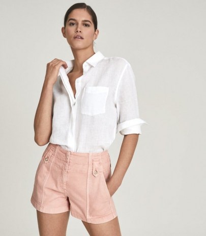 REISS ALANA COTTON CARGO SHORTS PINK ~ casual summer clothing