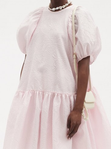 CECILIE BAHNSEN Alexa floral matelassé dress in pink | voluminous loose shape dresses with puff sleeves
