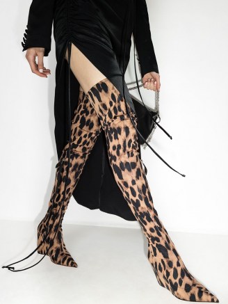Amina Muaddi Danielle 95mm thigh-high boots | leopard print footwear