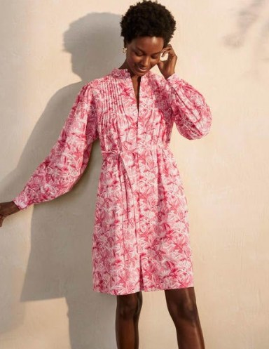 BODEN Antonia Cotton Shirt Dress / tropical palm print summer dresses - flipped