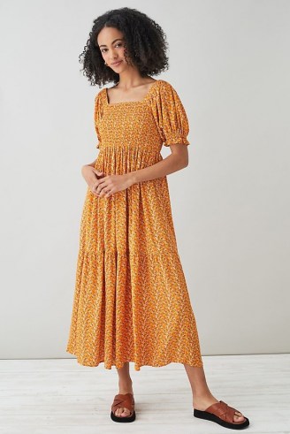 Kachel Rita Embroidered Midi Dress – orange summer dresses - flipped