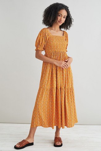 Kachel Rita Embroidered Midi Dress – orange summer dresses