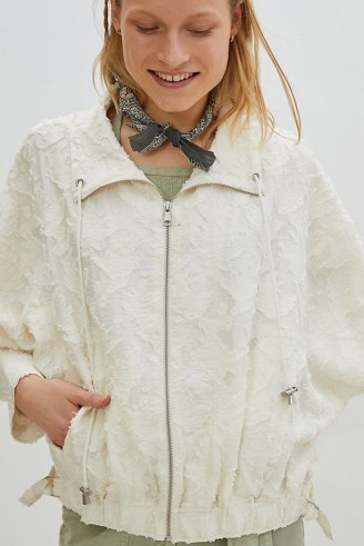 ANTHROPOLOGIE Savita Woven Jacket ~ white textured jackets - flipped
