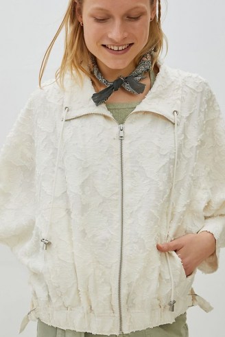 ANTHROPOLOGIE Savita Woven Jacket ~ white textured jackets
