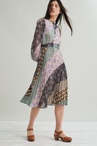 Suncoo Carissa Pleated Midi Dress – multi print dresses