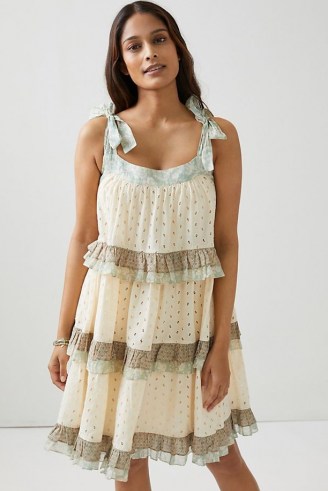Forever That Girl Effie Eyelet Mini Dress / floral trim summer dresses / tie shoulder straps / ruffle details - flipped