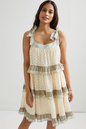 Forever That Girl Effie Eyelet Mini Dress / floral trim summer dresses / tie shoulder straps / ruffle details