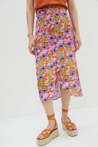 Vera Floral Midi Skirt / wrap style summer skirts - flipped
