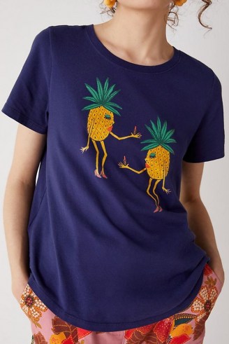 Kendra Dandy Pineapple Graphic Tee Navy / dark blue fruit print t-shirts / pineapples - flipped