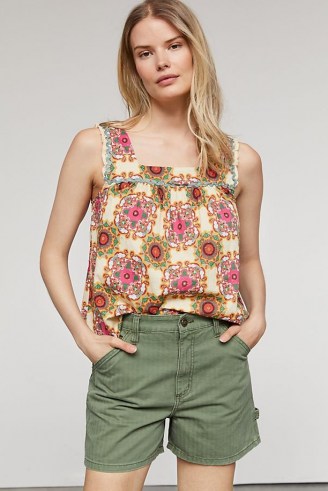 Let Me Be Printed Ruffle Tank / sleeveless square neck summer tops
