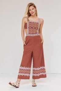Anthropologie Dina Embroidered Wide-Leg Jumpsuit – retro cut out jumpsuits