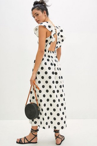 Amadi Polka Dot Maxi Dress – black and white spot print open back dresses – monochrome summer fashion - flipped
