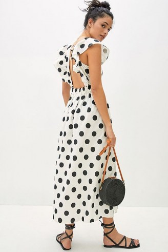 Amadi Polka Dot Maxi Dress – black and white spot print open back dresses – monochrome summer fashion