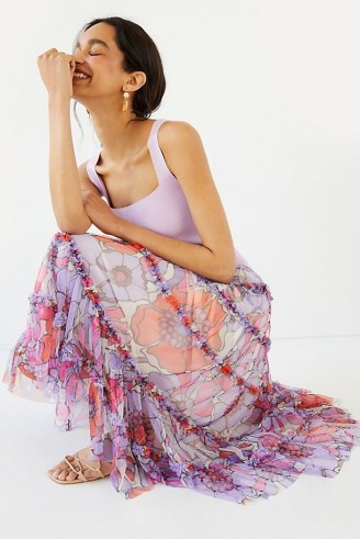 Maeve Tiered Tulle Maxi Skirt | floral summer skirts - flipped