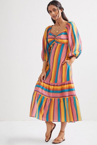Farm Rio Rainbow Stripe Midi Dress ...