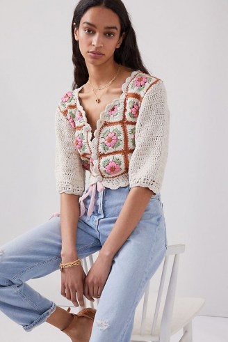 Tach Floral Crochet Cardigan | retro cardigans | vintage style knitwear - flipped