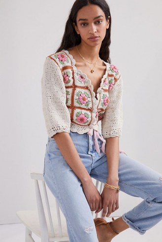 Tach Floral Crochet Cardigan | retro cardigans | vintage style knitwear