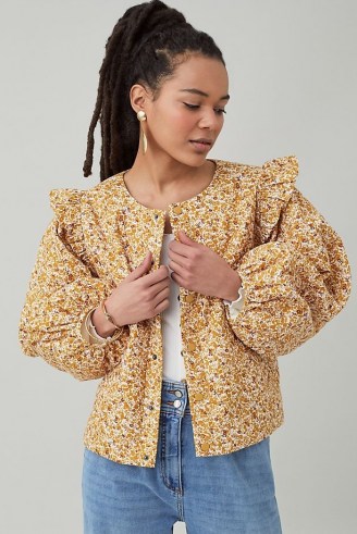 Lolly’s Laundry Lilly Floral-Print Jacket | yellow balloon sleeve jackets - flipped