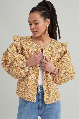 Lolly’s Laundry Lilly Floral-Print Jacket | yellow balloon sleeve jackets
