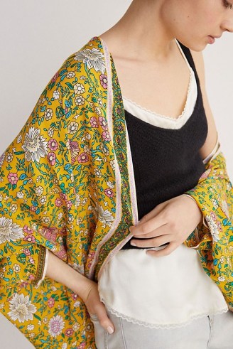Anthropologie Brianna Floral Cocoon Kimono | yellow kimonos | lightweight jackets