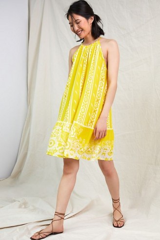 Forever That Girl Halter Tunic Mini Dress / yellow halterneck summer dresses
