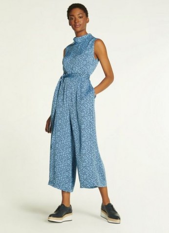 L.K. BENNETT BANCROFT BLUE ROPE PRINT JUMPSUIT ~ This chic cropped wide leg all-in-one would be a gorgeous addition to any warm weather wardrobe. It’s sleeveless, with a high neck and a feminine tie waist. Created in a flowy lightweight silky fabric, all you have to do is slip it on and add a pair of your favourite ballet flats and crossbody bag for an effortlessly stylish easy breezy summer outfit. - flipped